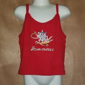 Bright Red Jamaica Crop Tank Top - Small